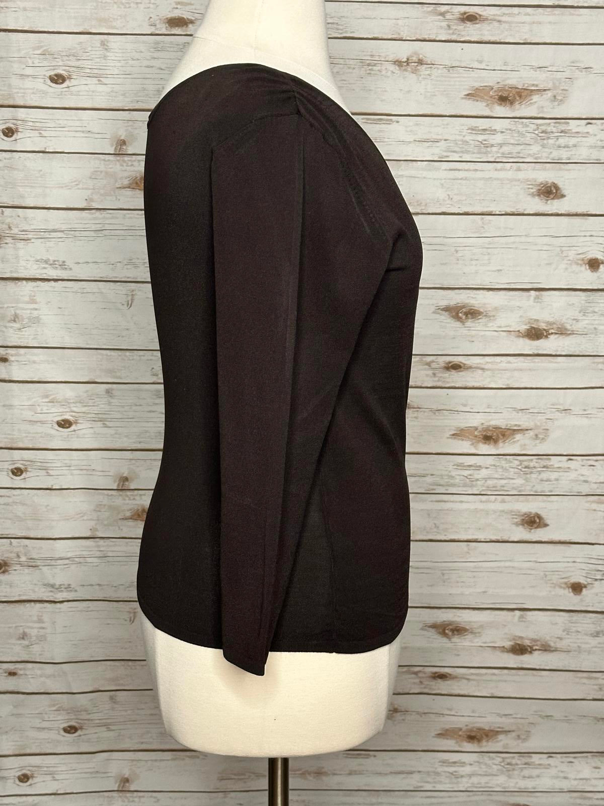 per se brown surplice wrap knit top Size XL