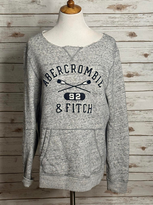 Abercrombie & Fitch distressed oversized marled grey sweatshirt Size Medium