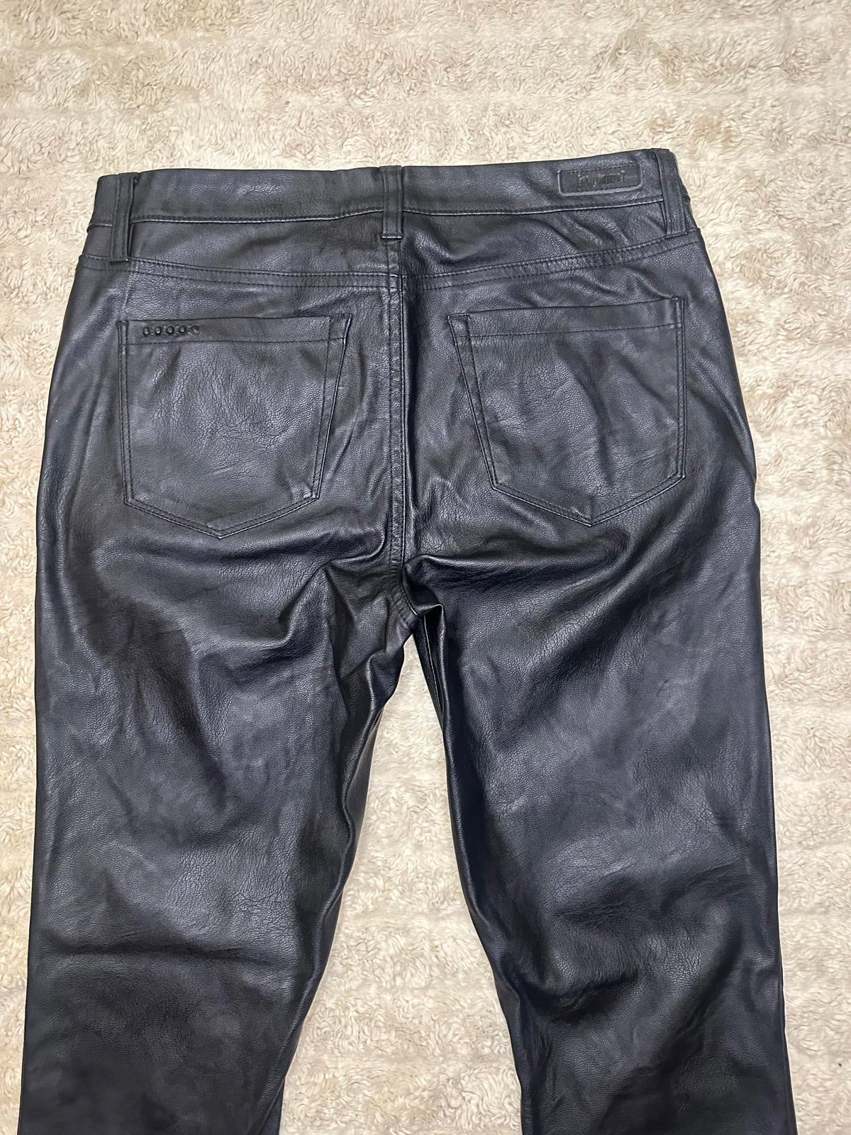 Blank NYC 'Spray-On' mob wife black vegan faux leather skinny jeans Size 28