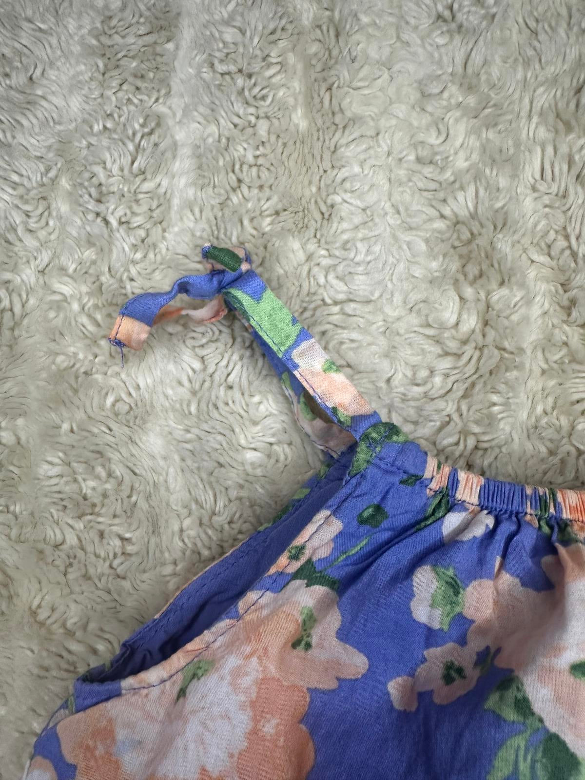 Janie & Jack purple/peach/green The Wanderer cotton floral sundress Size 2T