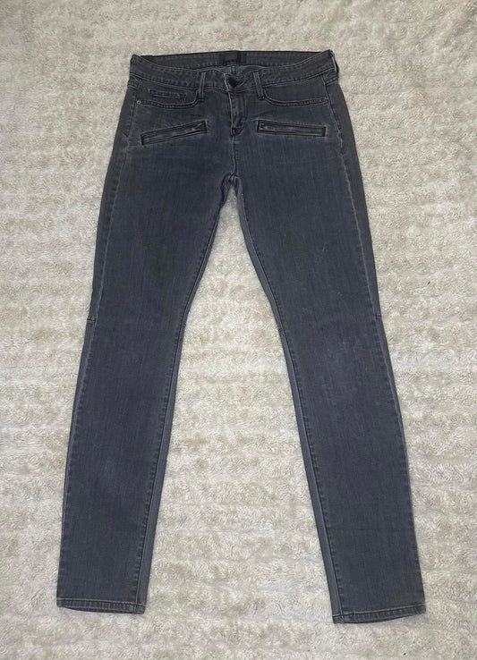 Vince mid-grey moto-style denim skinny jeans Size 30