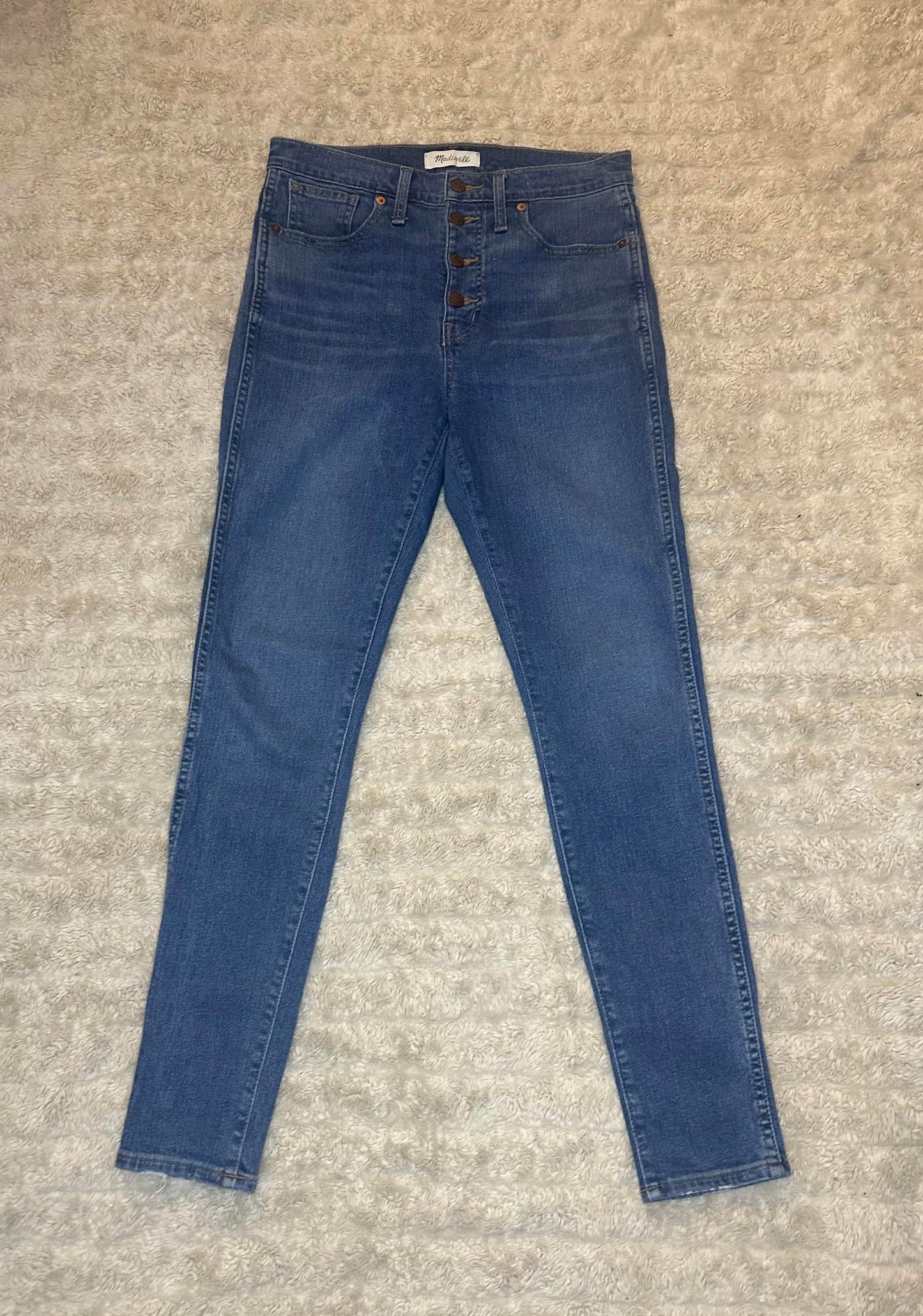 Madewell TENCEL medium wash 10" High-Rise button-front skinny jeans Size 28
