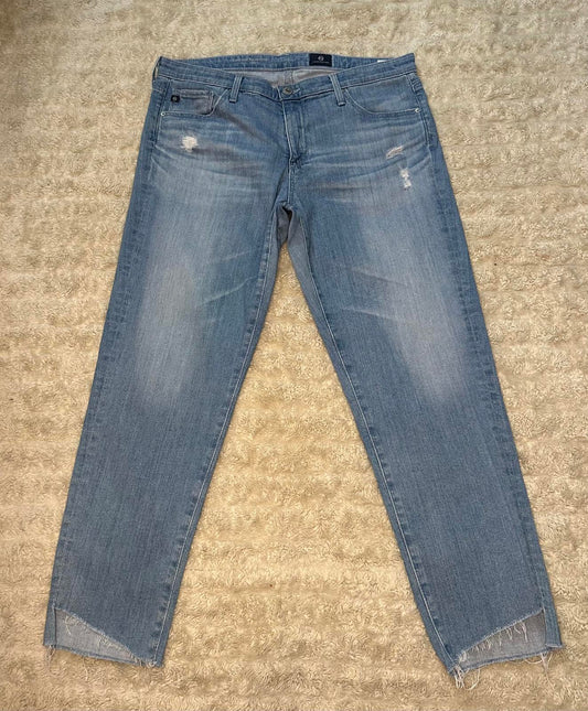 AG Adriano Goldschmeid Stevie Slim light wash distressed capri jeans Size 31