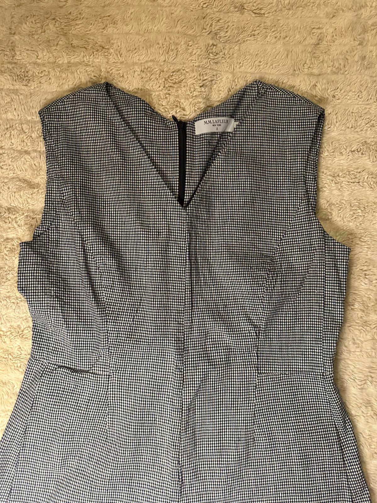 M.M. Lafleur black/white gingham linen-blend Demi wide leg jumpsuit Size 8