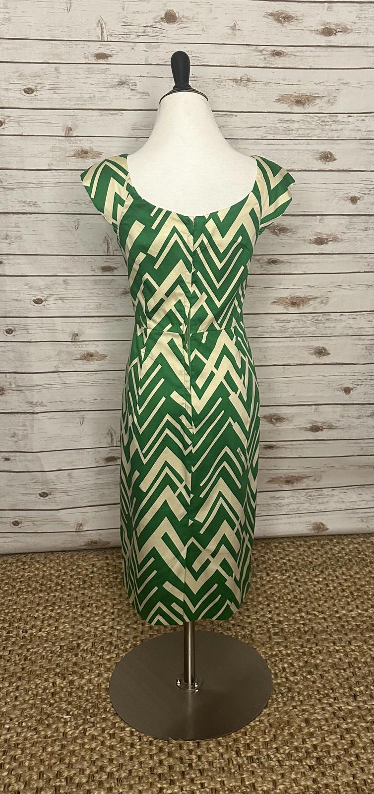 Milly green/white cotton officecore sheath dress Size 4