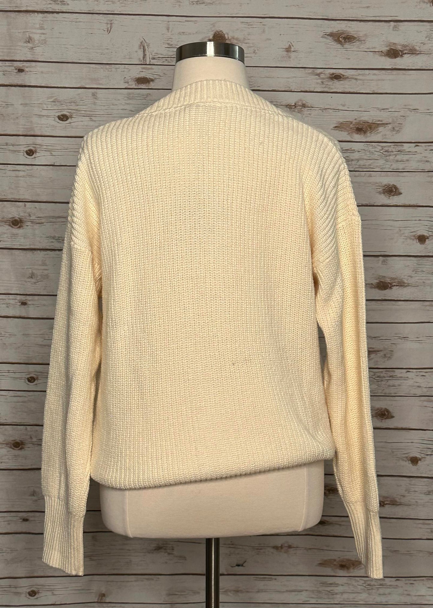 Faherty cream cozy cotton oversized V-neck boyfriend cardigan sweater Size XL