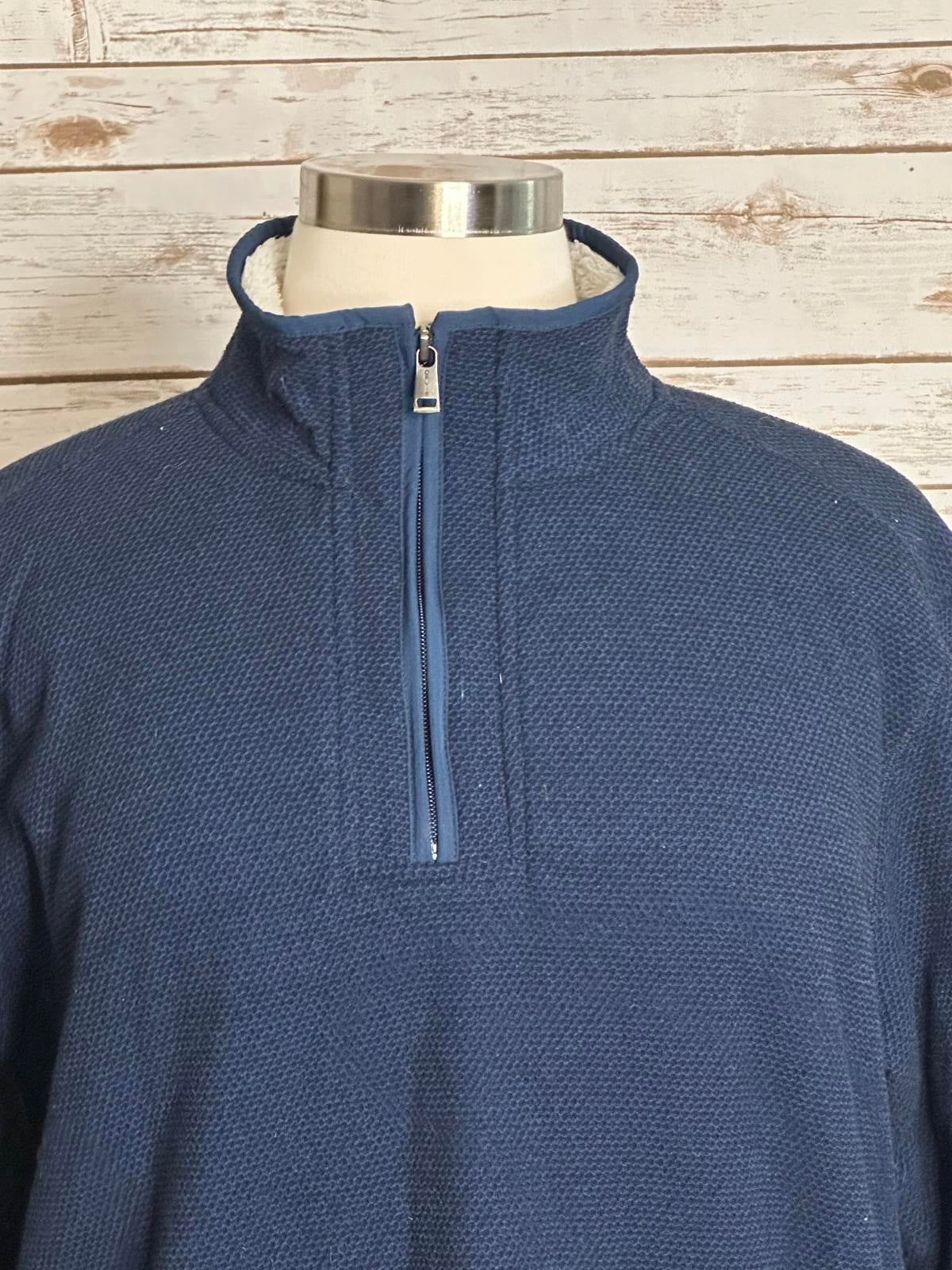 Orvis dark blue gorpcore quarter zip fleece-lined sherpa pullover top Size XL