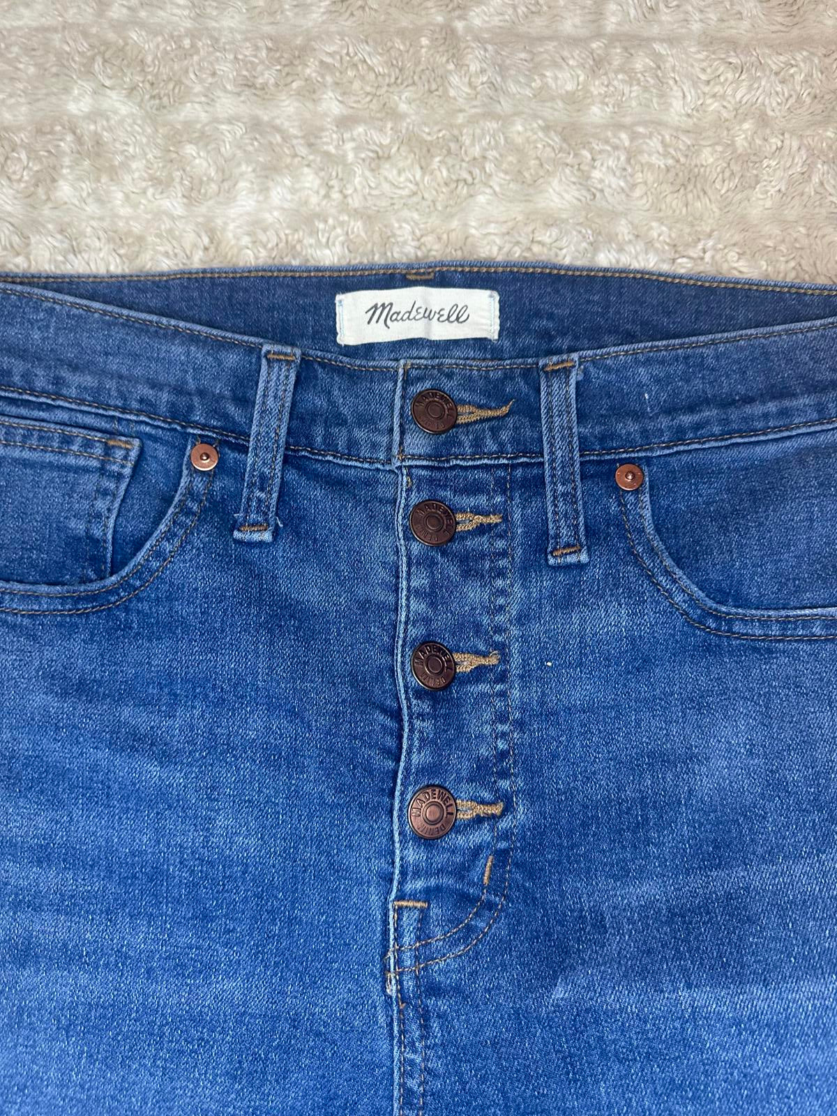 Madewell TENCEL medium wash 10" High-Rise button-front skinny jeans Size 28