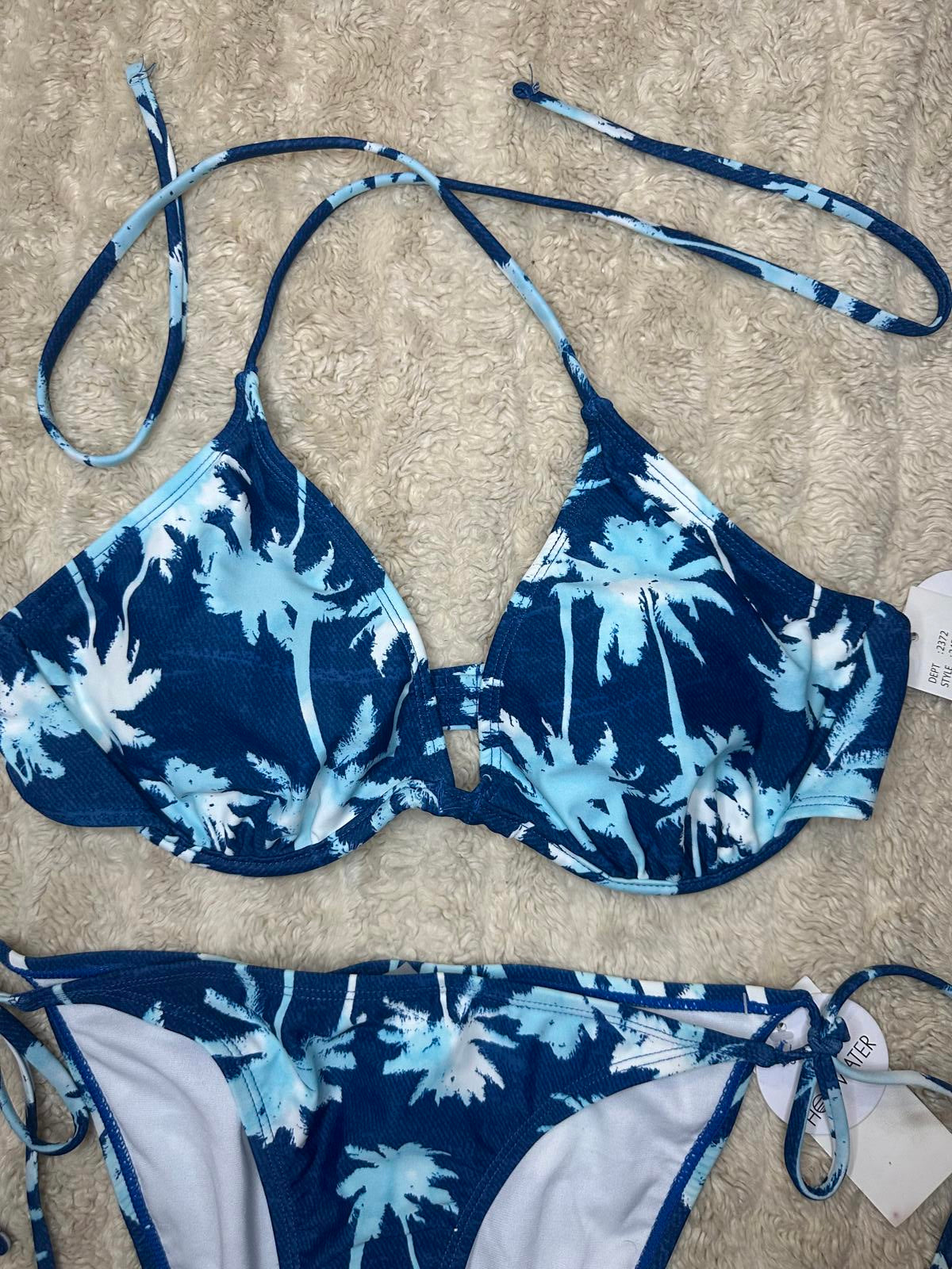 Hot Water tropical underwire triangle bra and string bikini set Size L/M