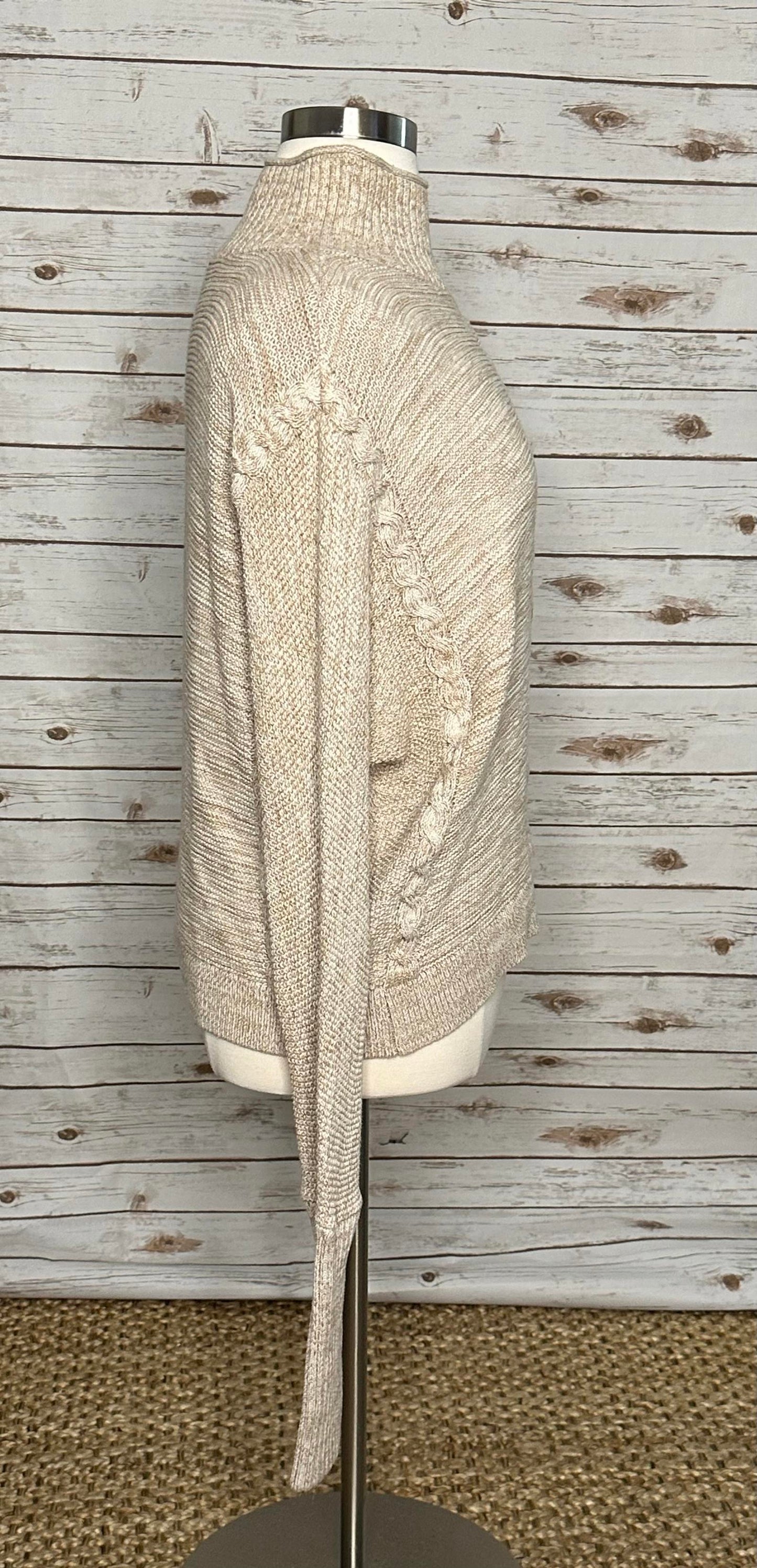 GAP classic oatmeal marled mock neck cotton cable knit sweater Size XL