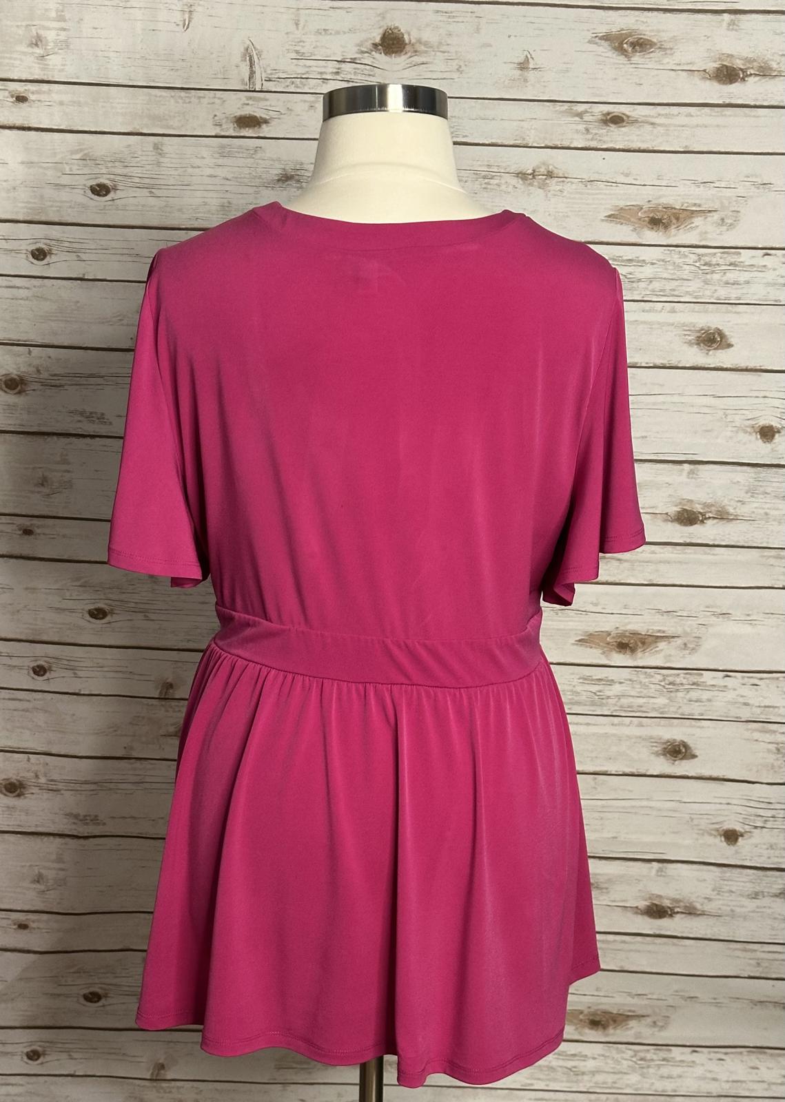 Torrid Studio Knit fuchsia cutout surplice short sleeve babydoll top Size 3(3X)