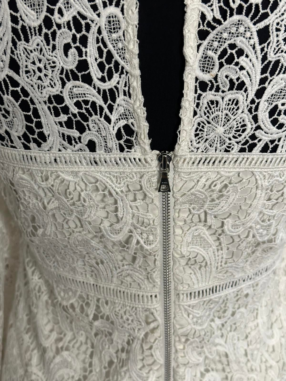 Bardot X REVOLVE Sansa white mock neck floral lace flared sleeve top Size 4