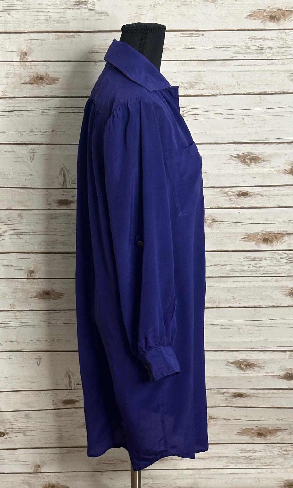 Anthropologie Hunter Dixon purple silk popover shirtdress Size Small