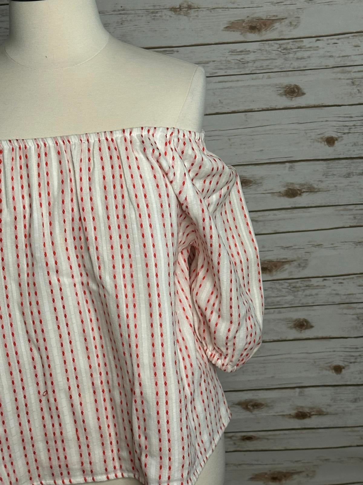 Universal Thread white and red cotton embroidered off-shoulder top Size XL