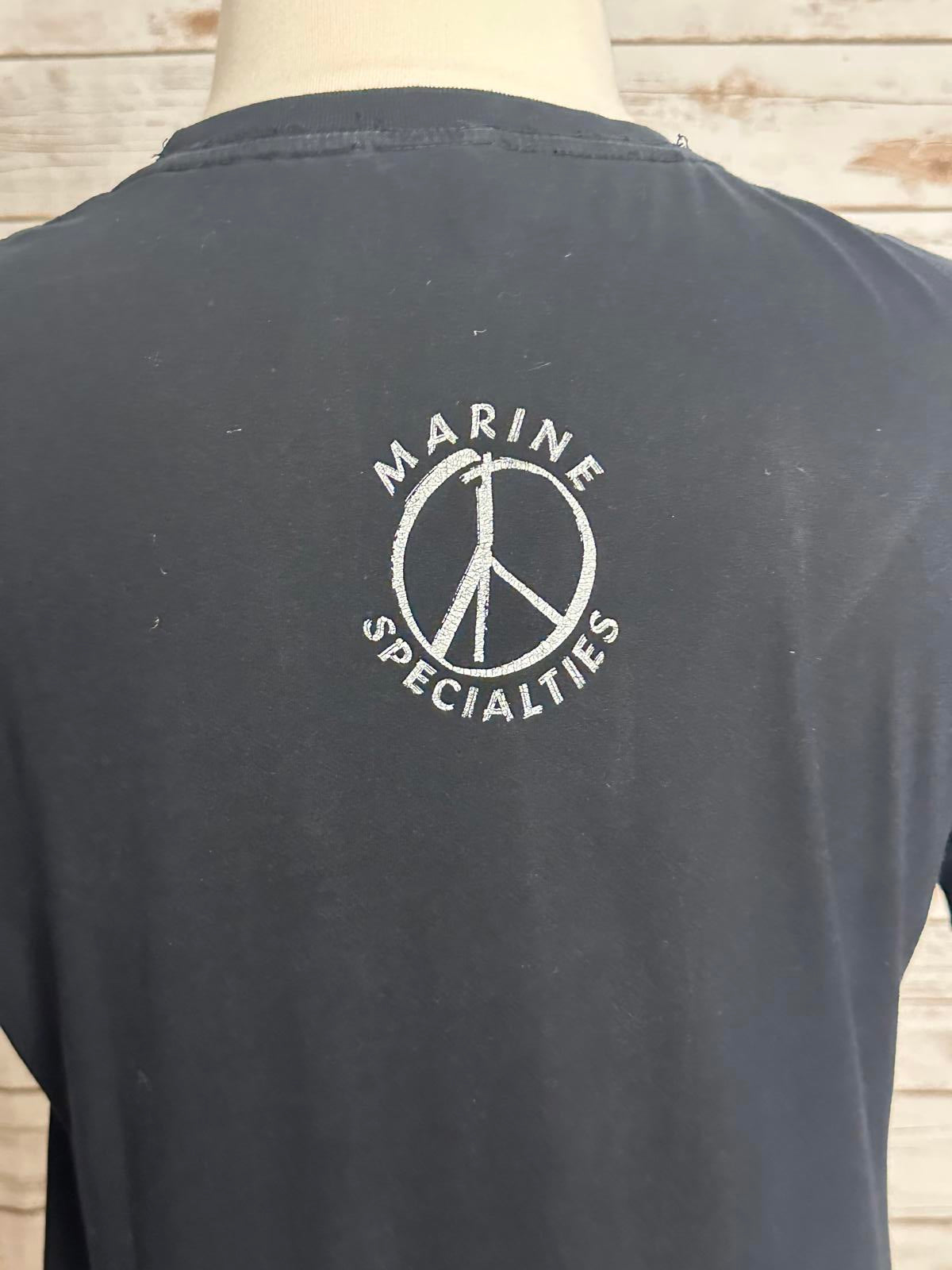 BDG Marine Specialties black/white peace sign cotton graphic t-shirt Size Large
