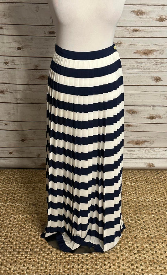 Vintage Chaus classic nautical navy/white pleated striped maxi skirt Size 10