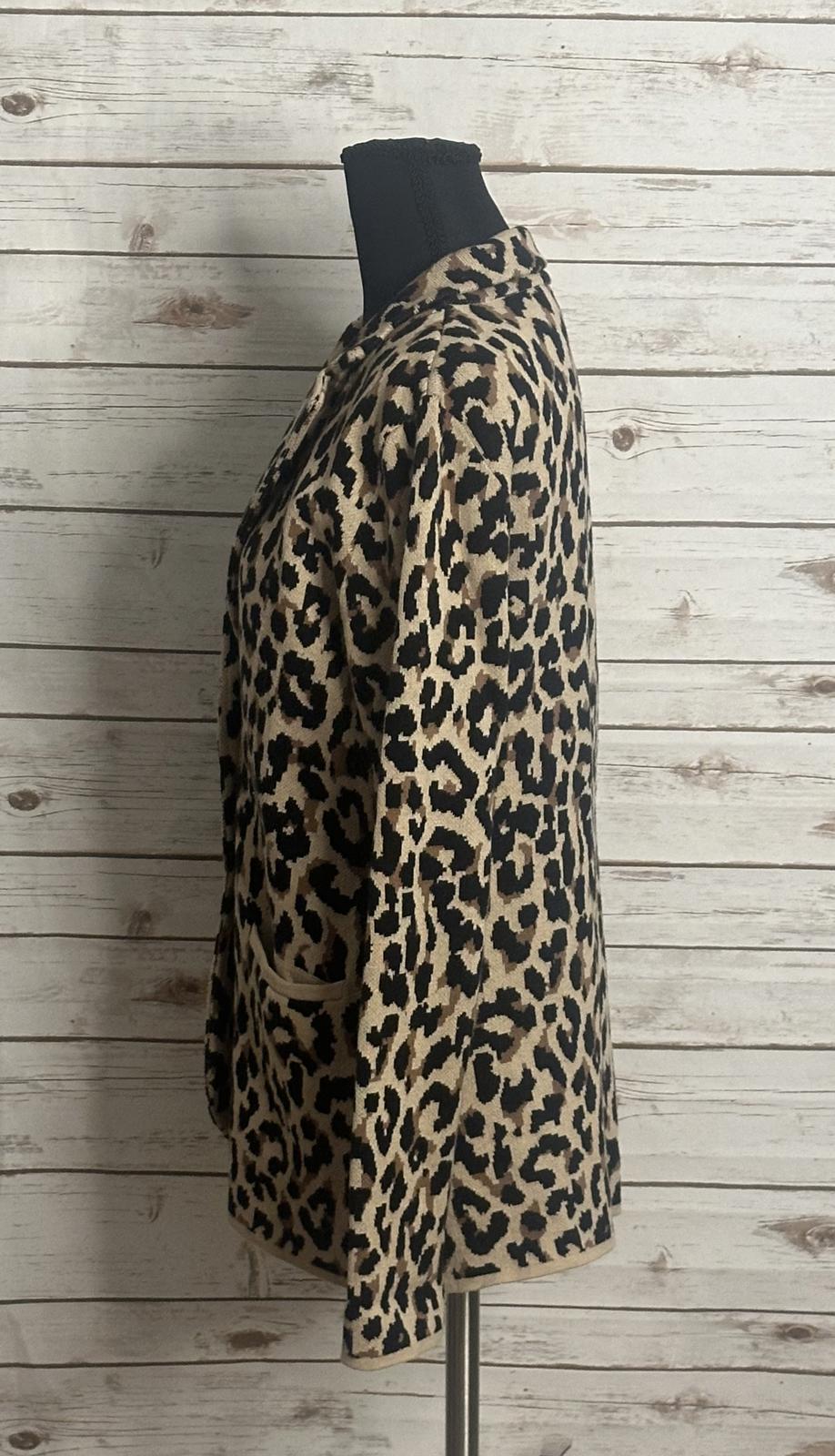 J.Crew mob wife business casual cotton leopard sweater blazer Size Small