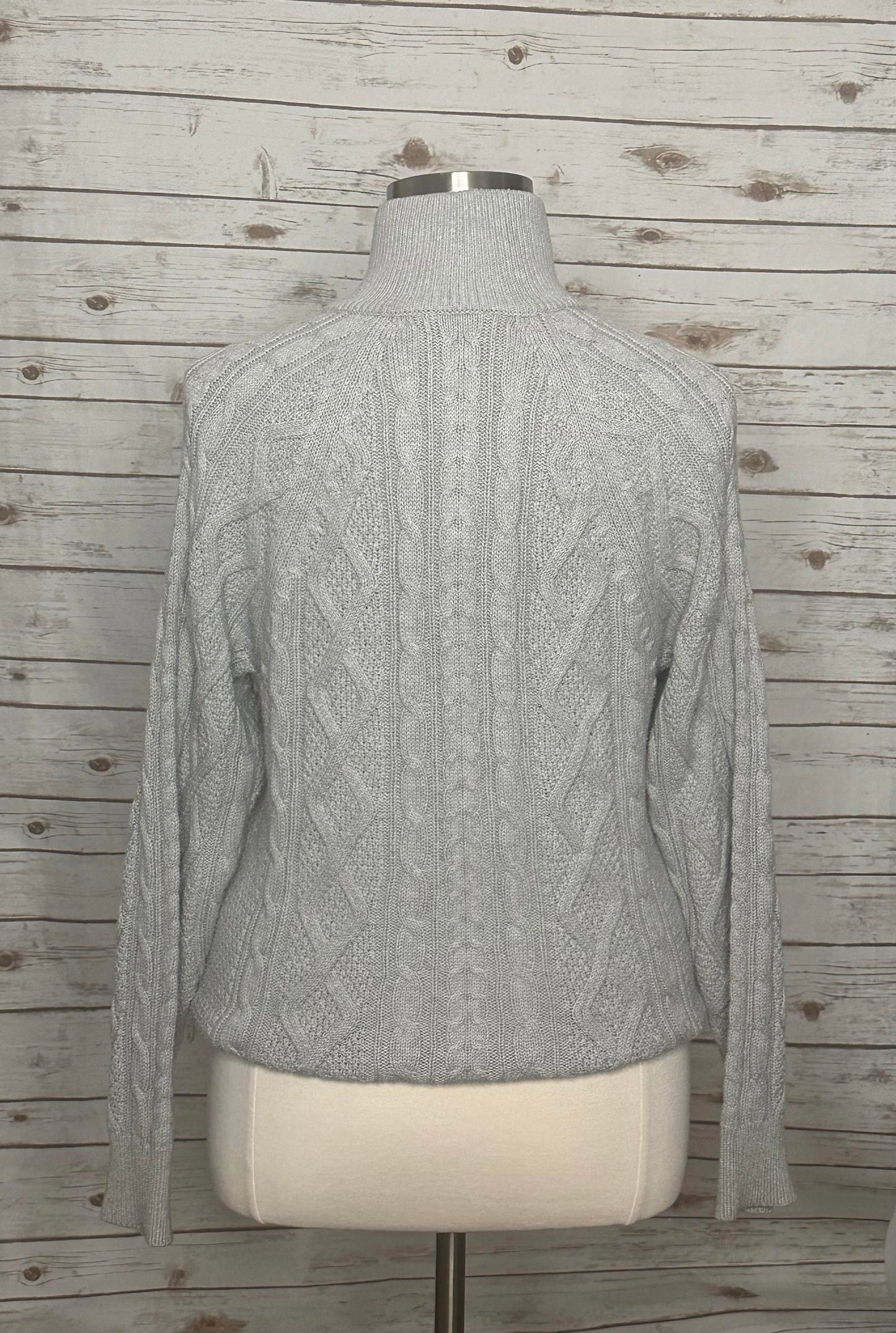 BKE classic gray 1/4 zip mock neck cable knit sweater Size Large