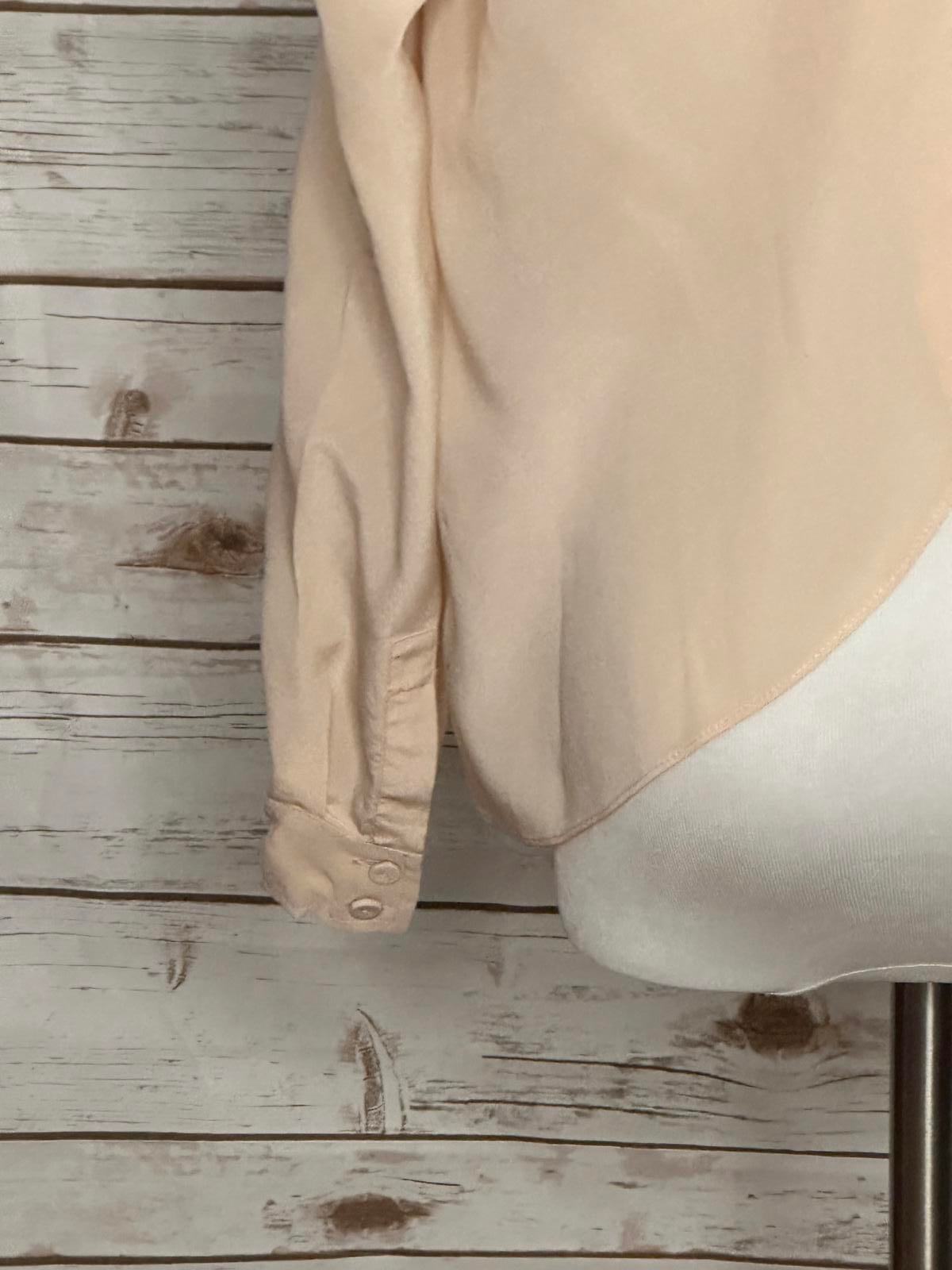 Rebecca Taylor blush open back braided tassel neckline silk blouse Size 6
