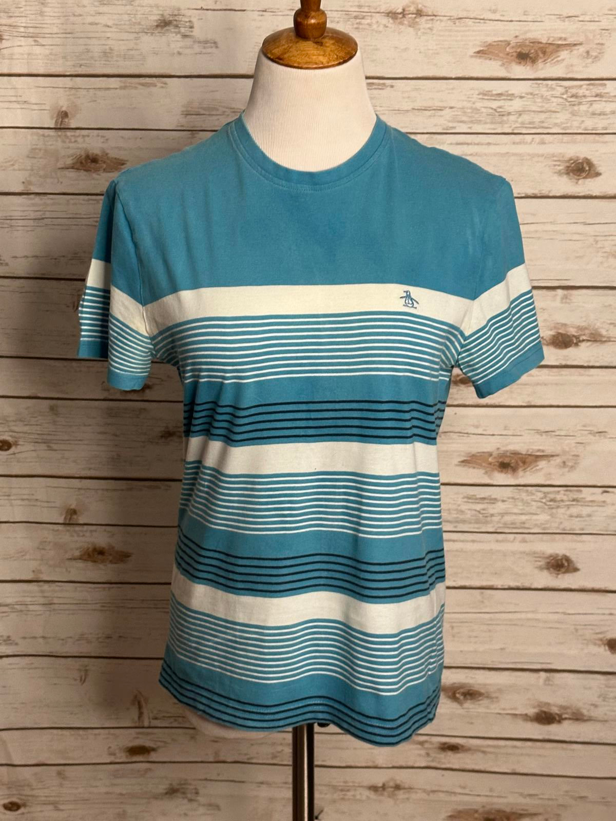 Original Penguin turquoise striped cotton short sleeve t-shirt Size Small