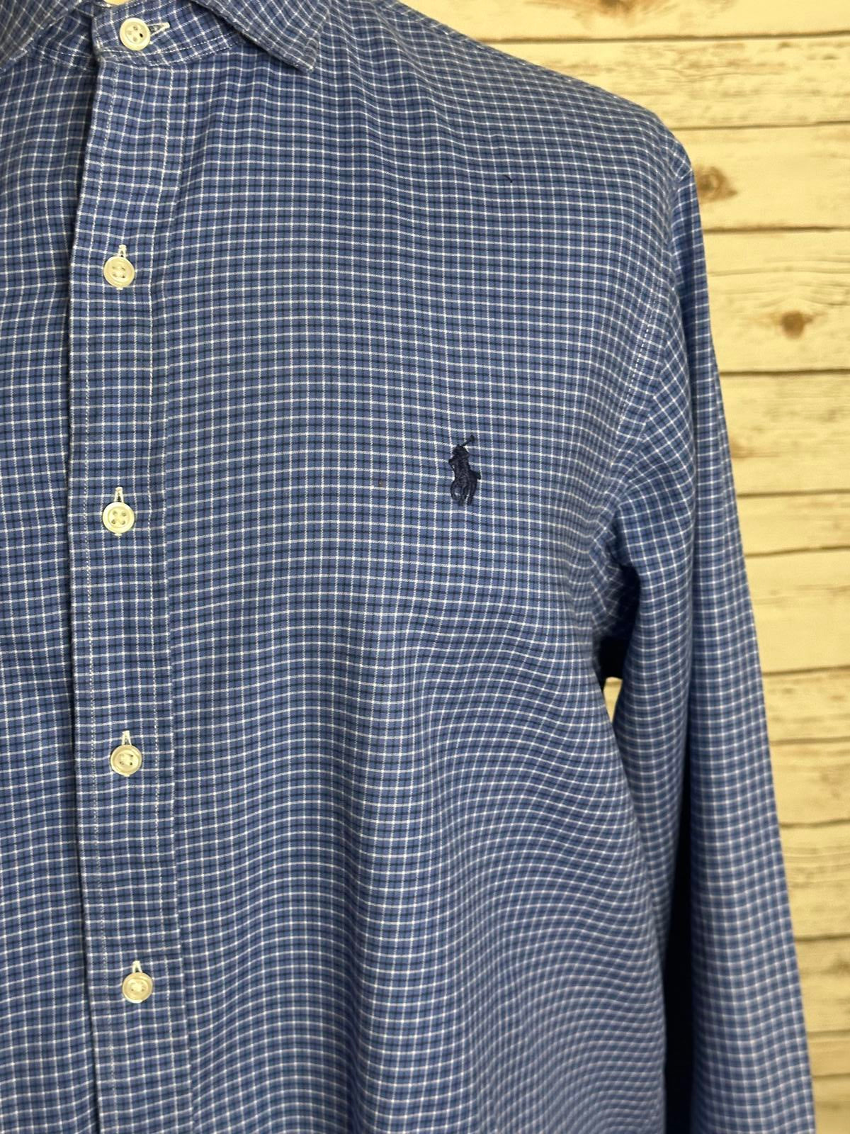 Polo Ralph Lauren classic cotton blue/navy/white plaid button-up shirt Size XL
