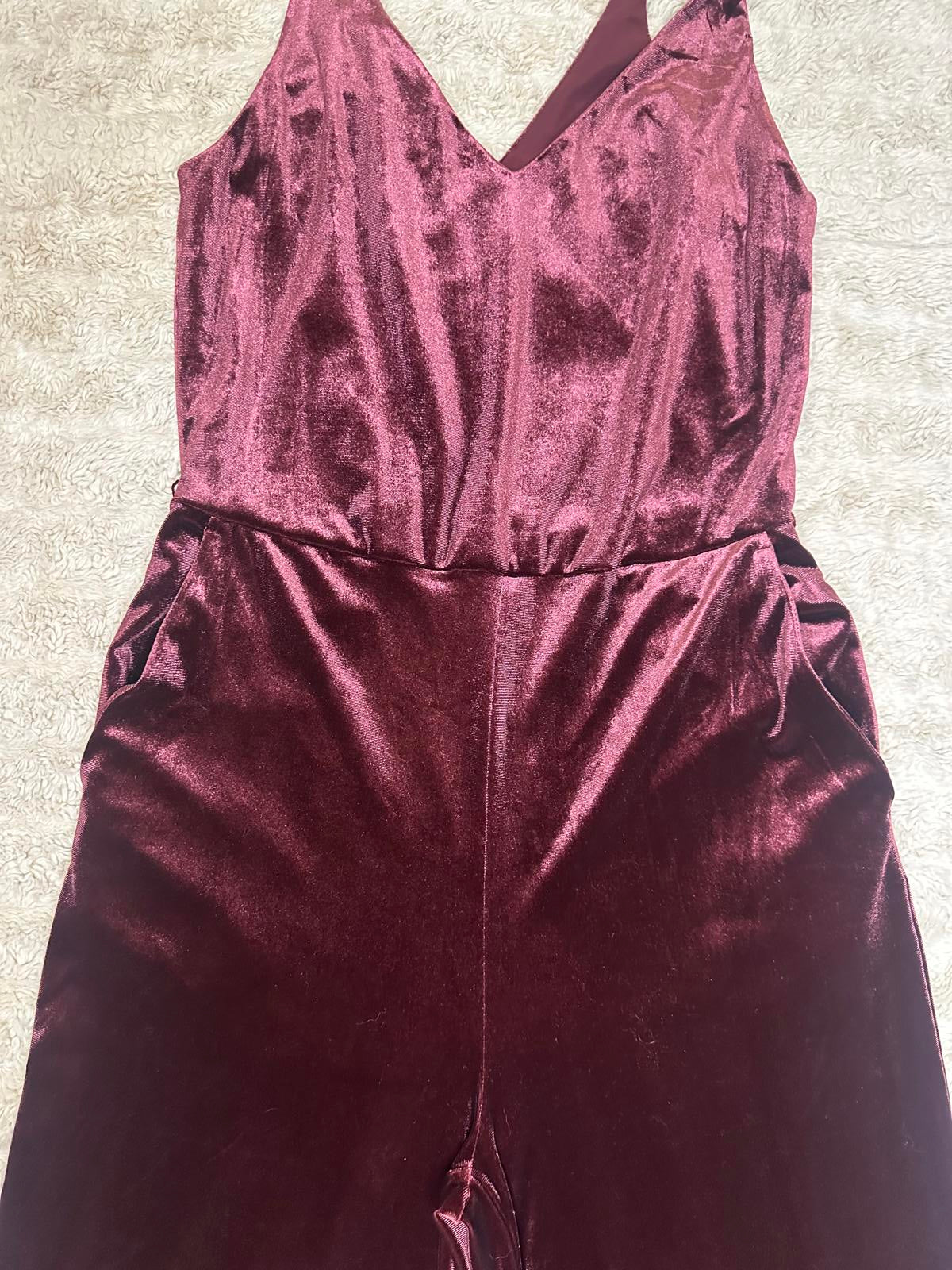 Banana Republic whimsigoth dark fairy burgundy V-neck velvet jumpsuit Size 2