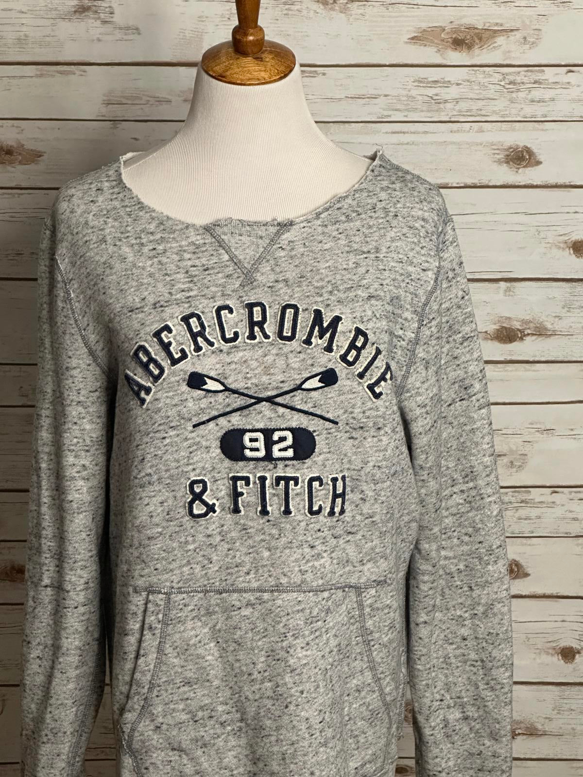 Abercrombie & Fitch distressed oversized marled grey sweatshirt Size Medium