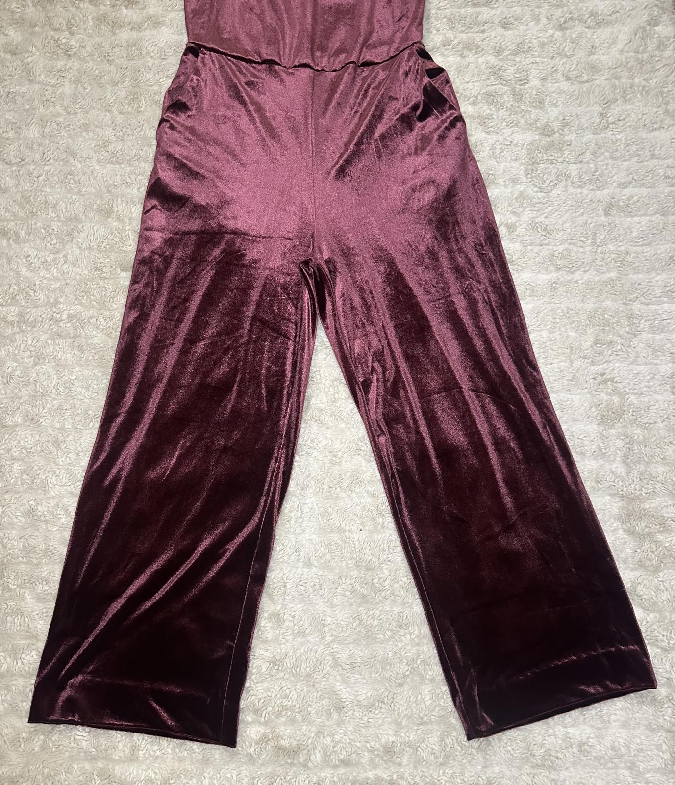 Banana Republic whimsigoth dark fairy burgundy V-neck velvet jumpsuit Size 2