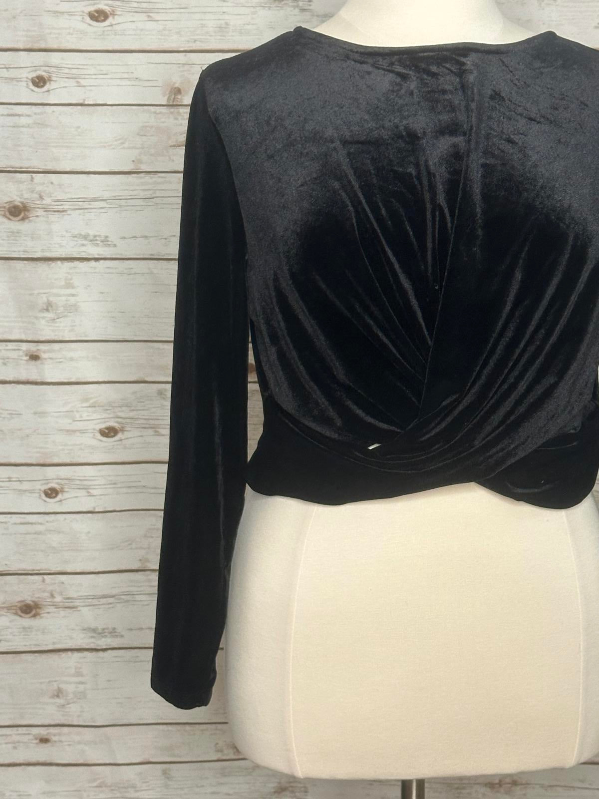 Eloquii Elements black velvet twisted crop top Size 20