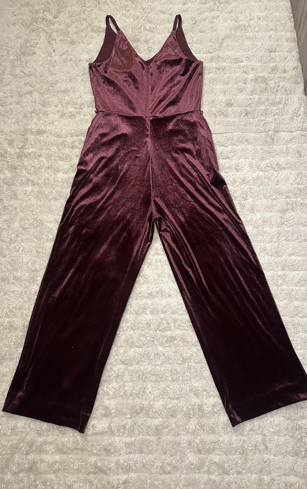 Banana Republic whimsigoth dark fairy burgundy V-neck velvet jumpsuit Size 2