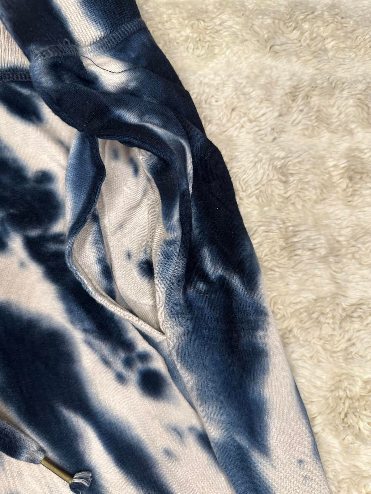 Young, Fabulous & Broke athleisure teal/cream tie-dyed joggers Size Large