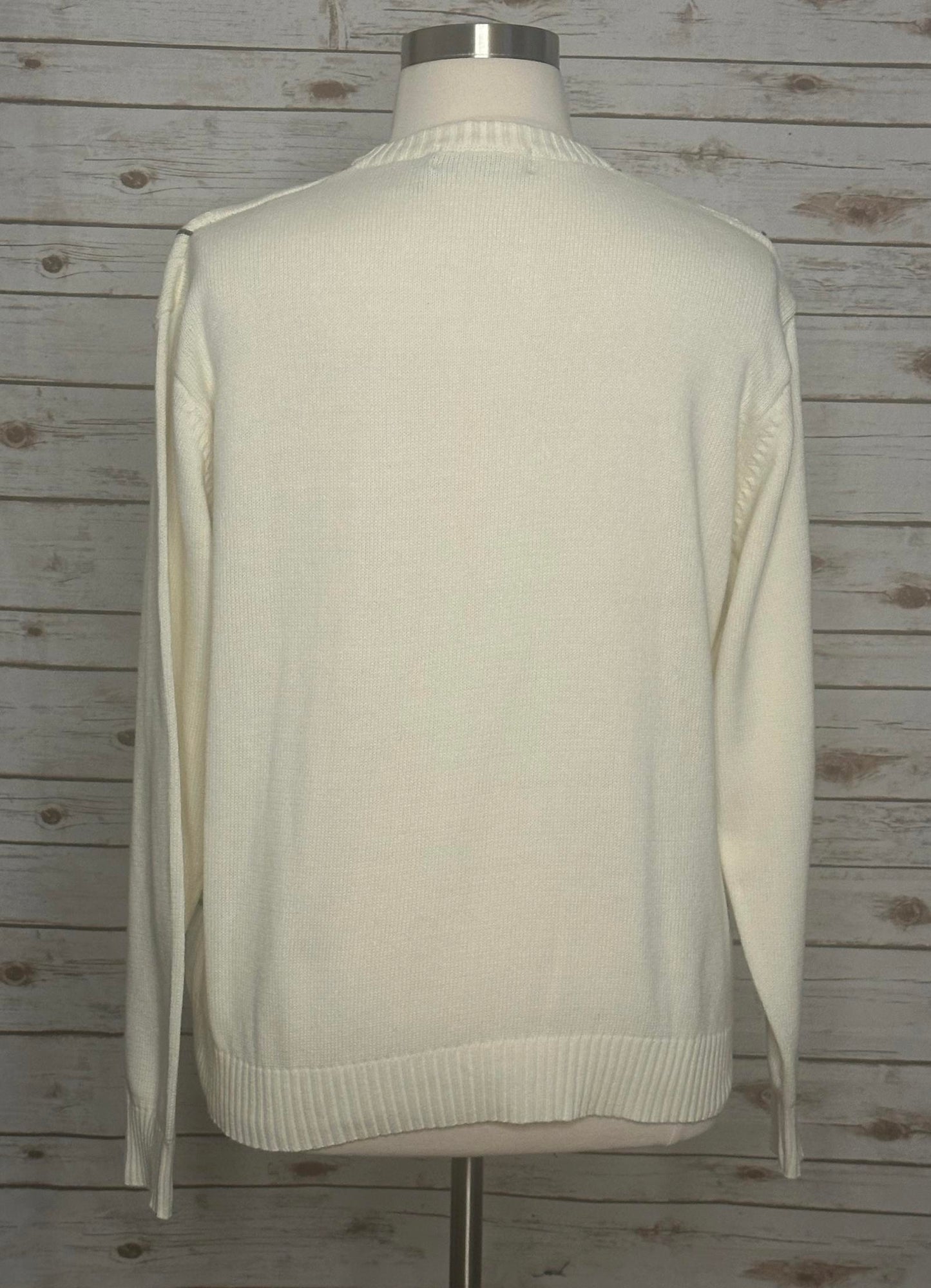 Vintage Oscar De La Renta cream plaid cotton sweater Size XL