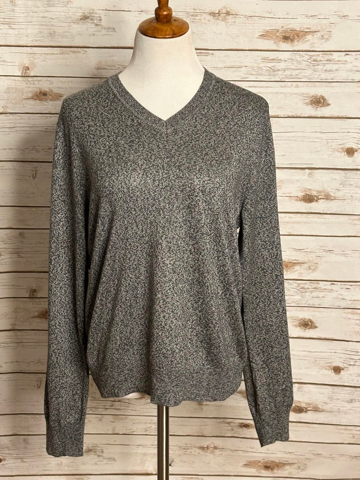 Banana Republic grey marled silk/cashmere V-neck pullover sweater Size Small