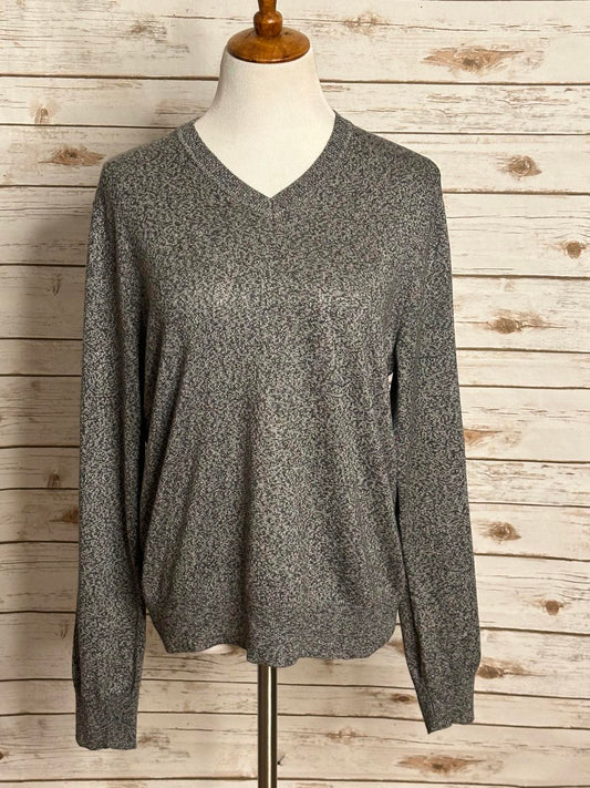 Banana Republic grey marled silk/cashmere V-neck pullover sweater Size Small