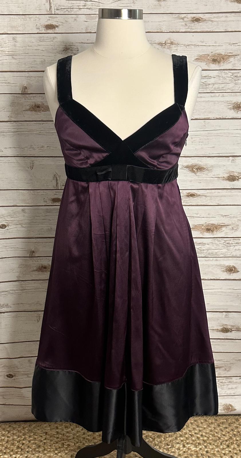 Banana Republic whimsigoth purple/black silk and velvet babydoll dress Size 14