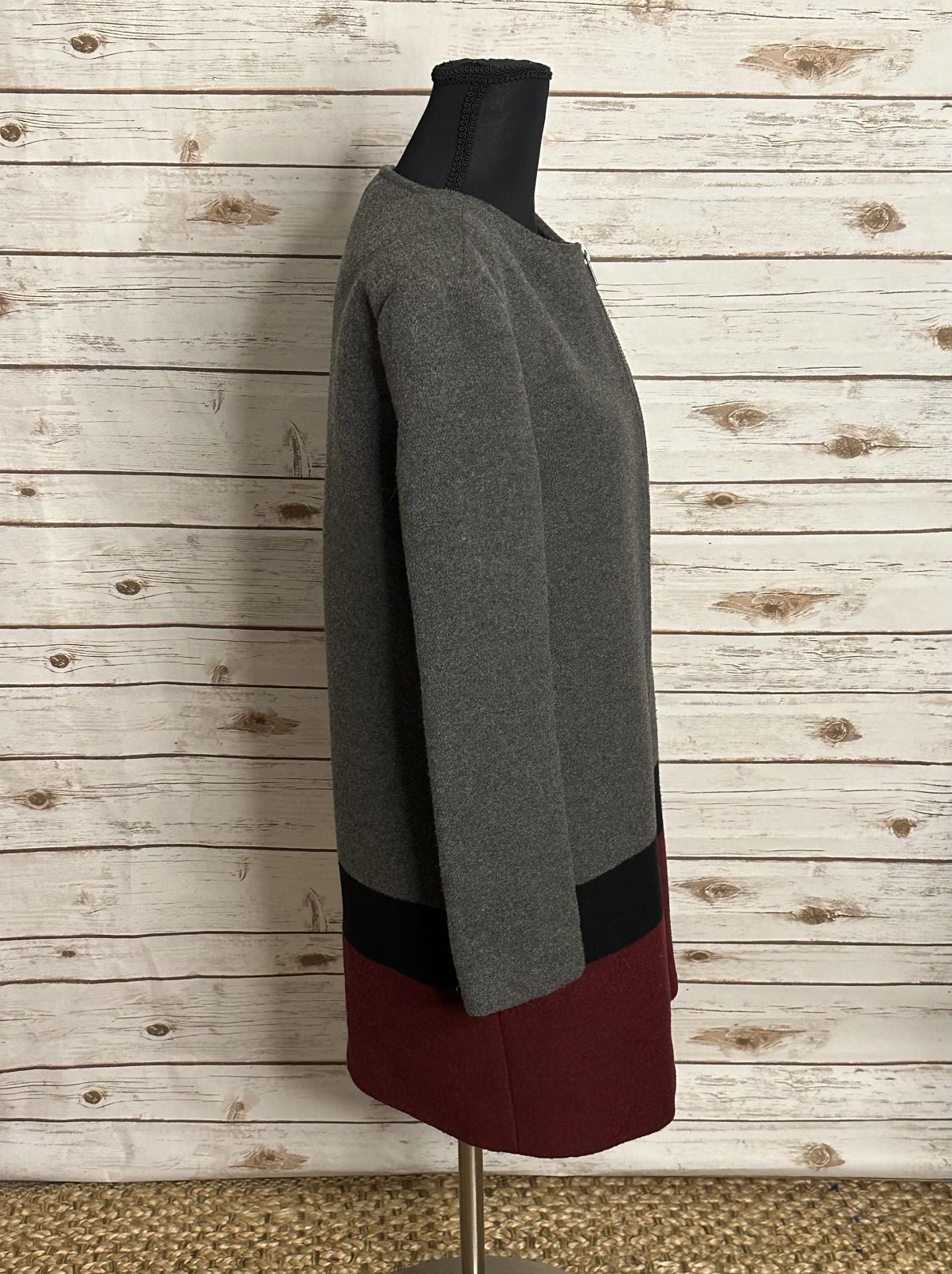 cupcakes and cashmere Carey colorblock wool-blend full zip overcoat Size XS