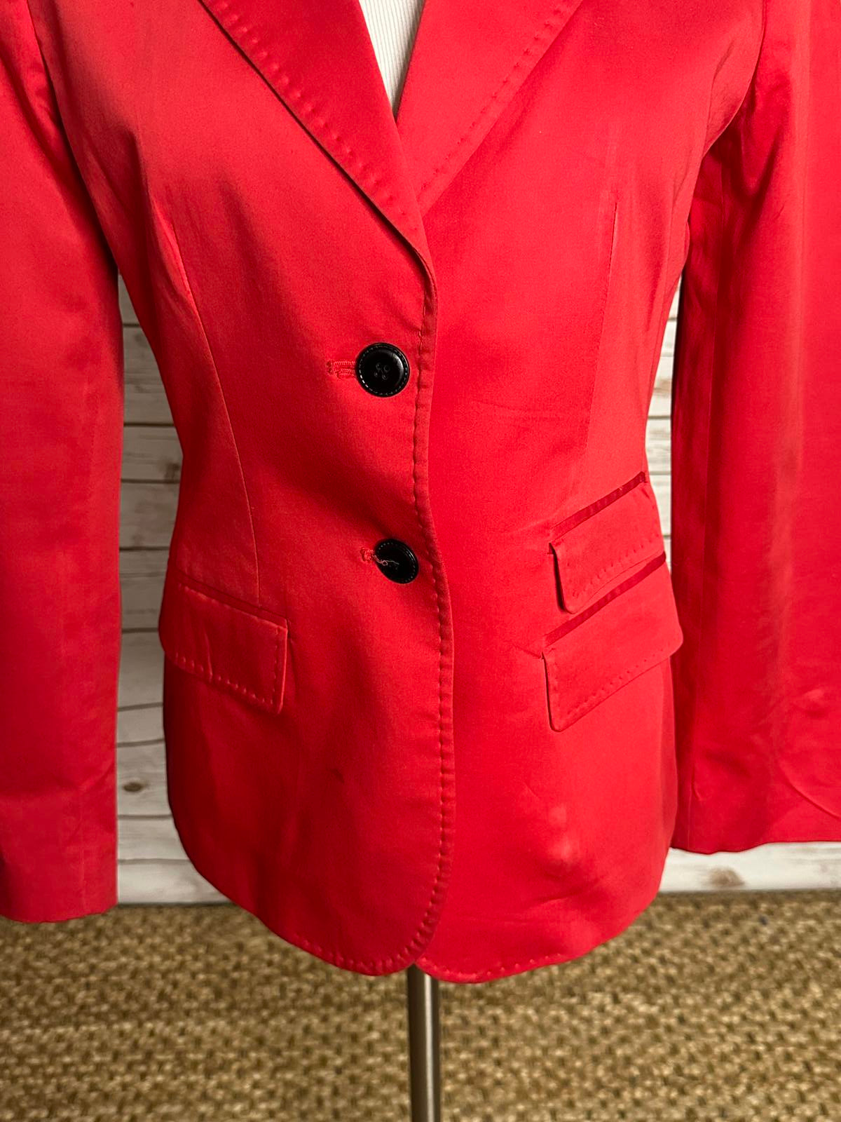 Barbour red corpcore business chic long sleeve single-breasted blazer Size 8