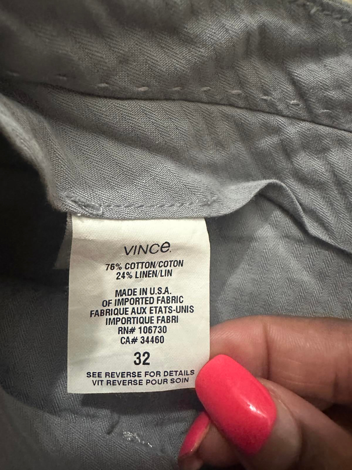 Vince slate grey classic cotton-linen blend casual chino shorts Size 32