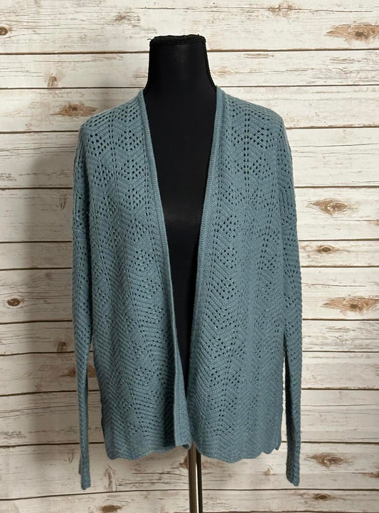 Garnet Hill casual blue/grey cashmere/linen open front cardigan sweater Size XS