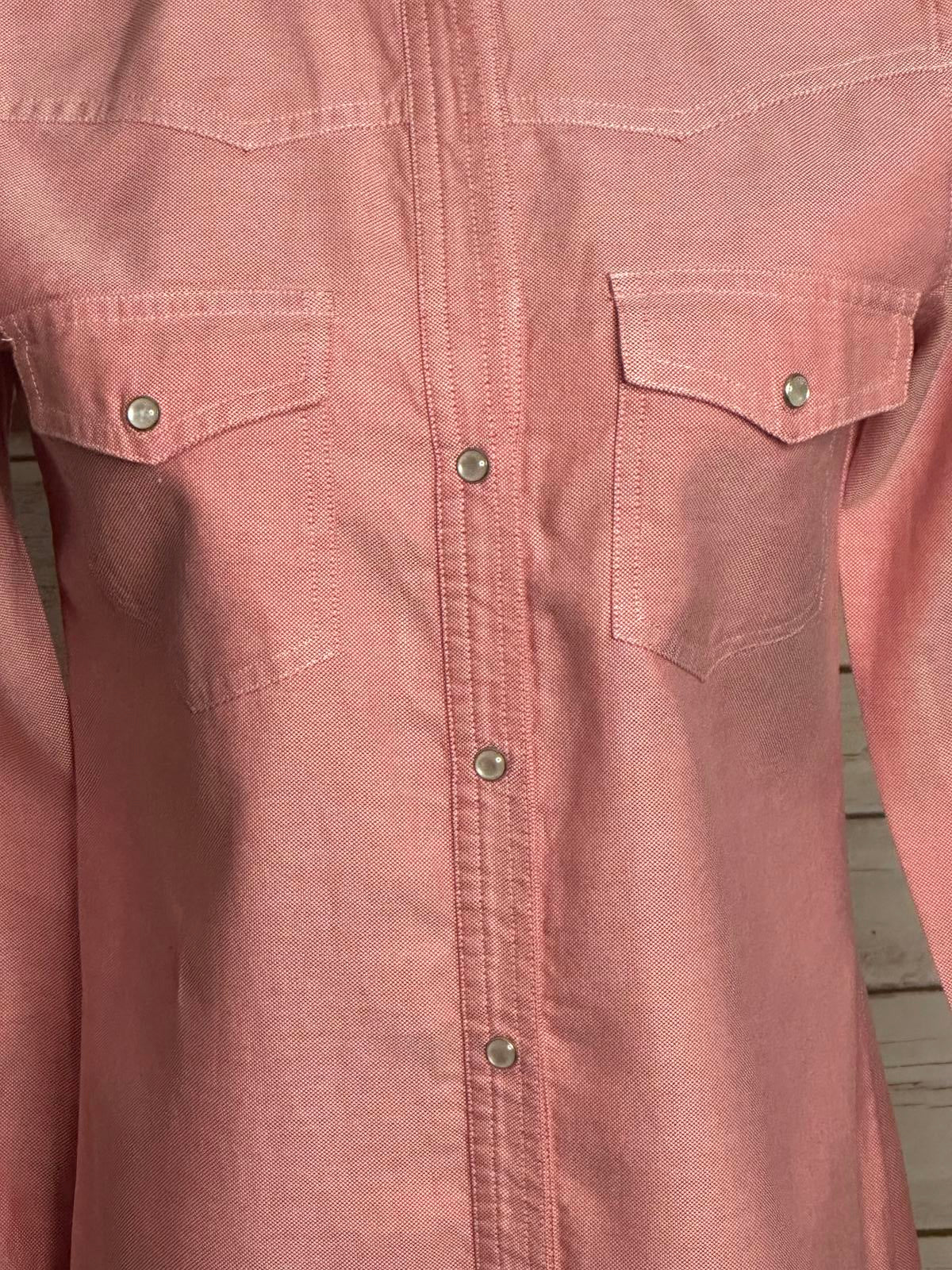 theory red Western-style cotton pearl snap button-up shirt dress Size 2