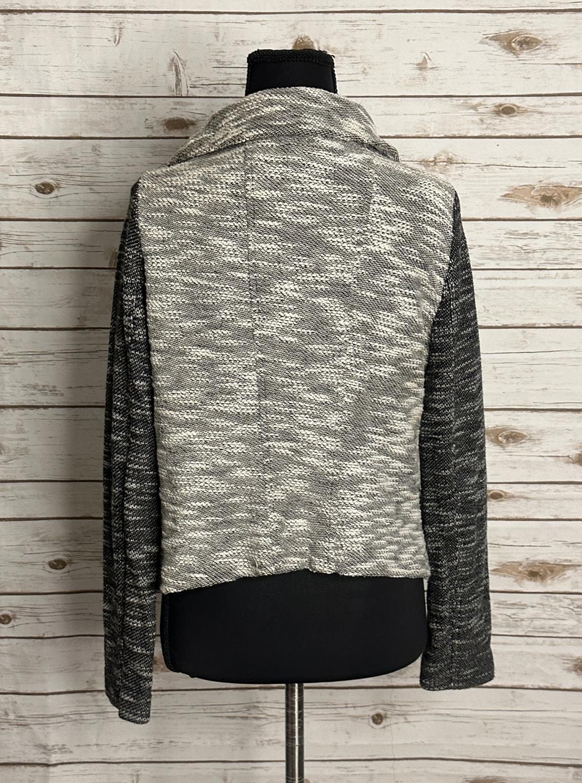 Old Navy black/white marled boucle moto long sleeve full zip jacket Size Small