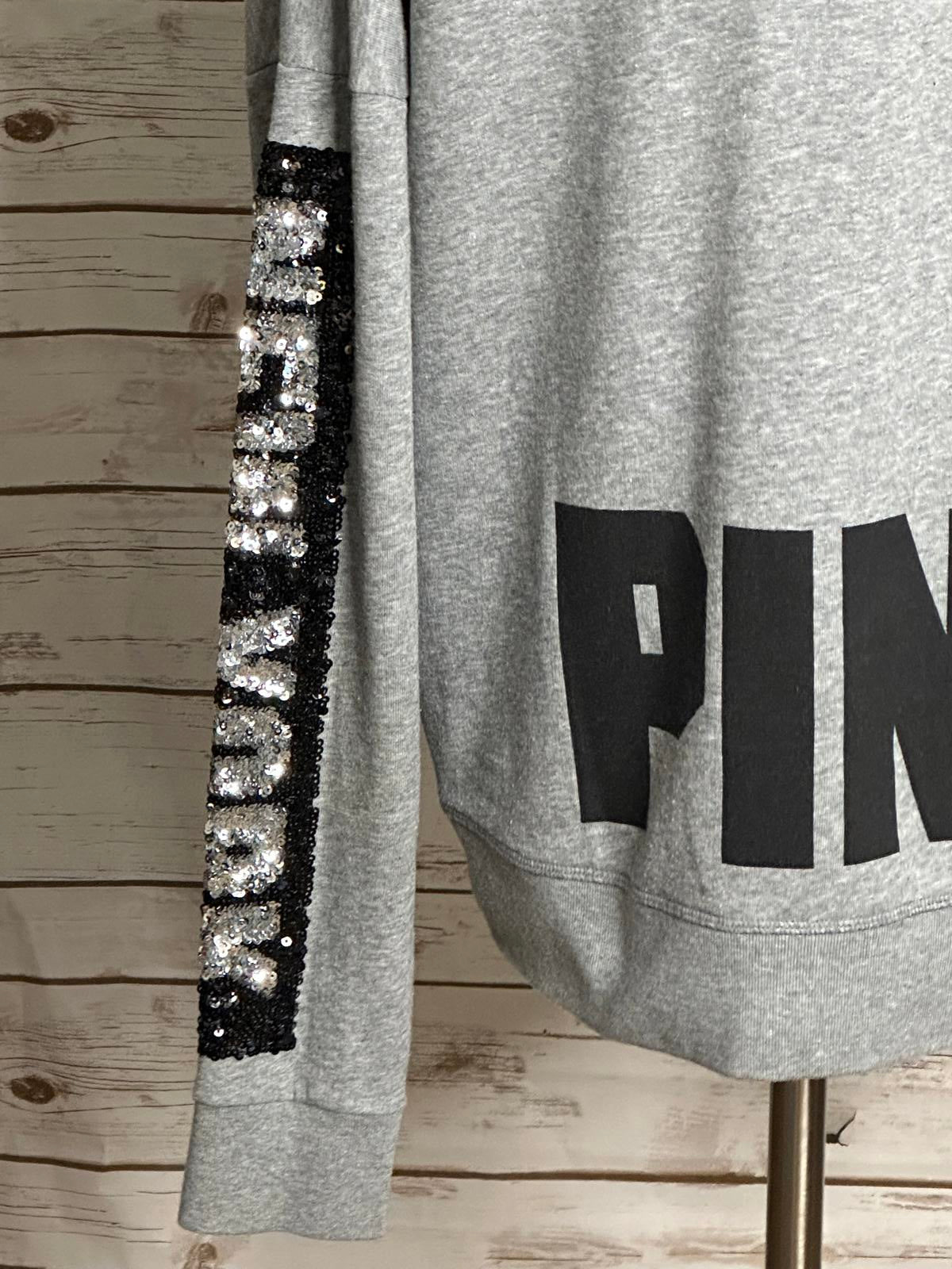 Victoria's Secret PINK sequin 'New York' cowl neck fleece sweatshirt Size Large