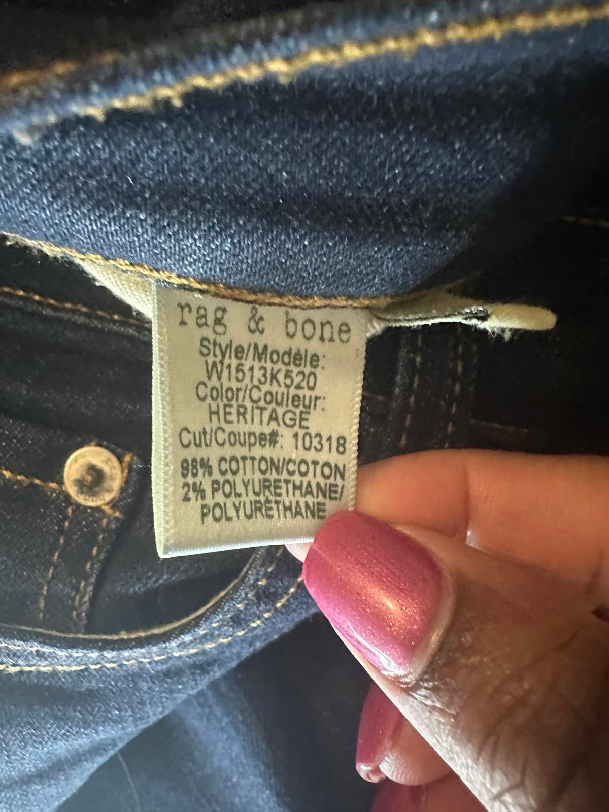 rag & bone dark wash High Rise Skinny denim jeans Size 28