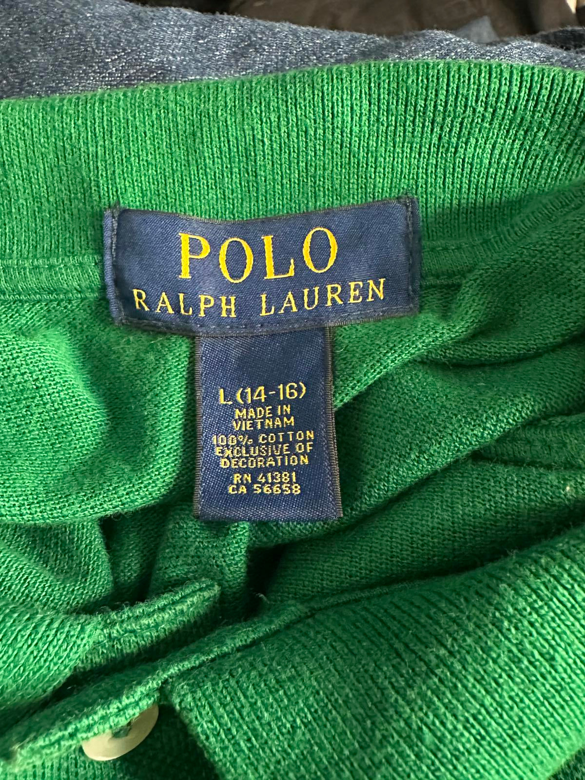 Polo Ralph Lauren classic preppy kelly green cotton polo shirt Size L(14-16)
