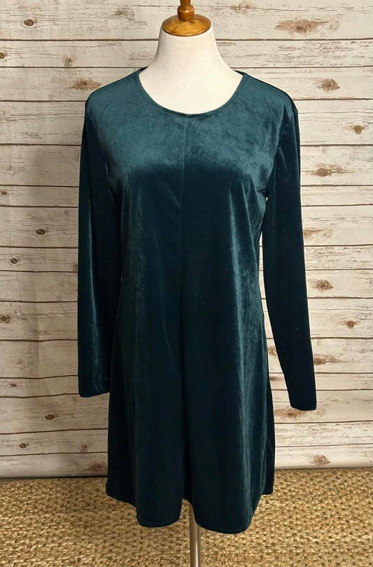 Vintage Spiegel long sleeve jewel-toned green velvet A-line dress Size 12