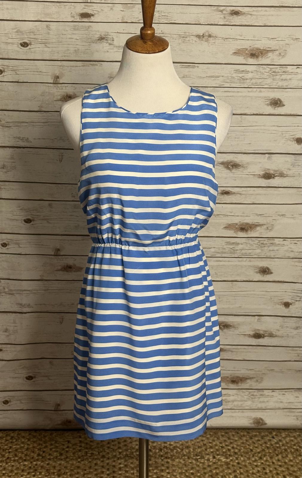 J. Crew classic coastal blue/white striped sleeveless silk sheath dress Size 12