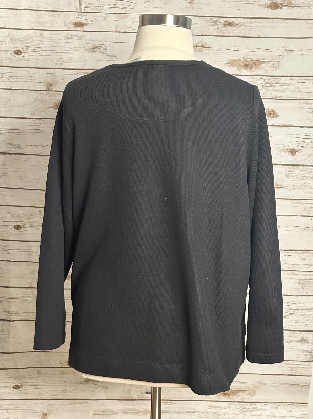 White Stag black ribbed long sleeve Halloween embroidered top Size 18W/20W