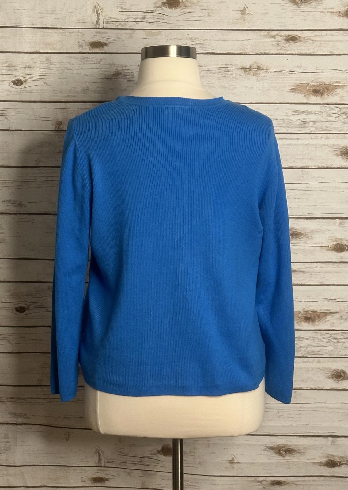 Talbots turquoise cotton-blend ribbed knit long sleeve pullover sweater Size 2X