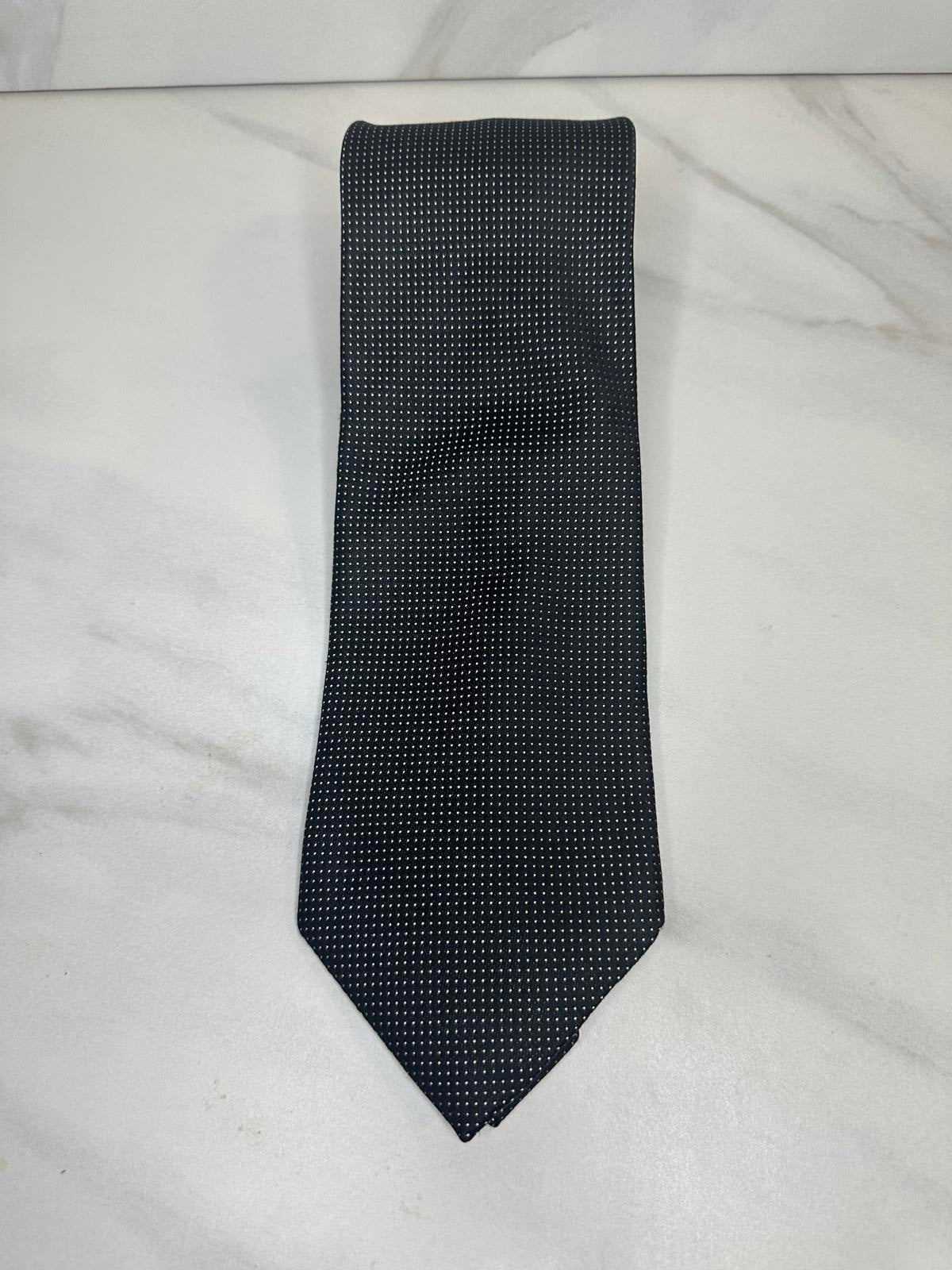 Canali 100% silk black and white polka-dot necktie