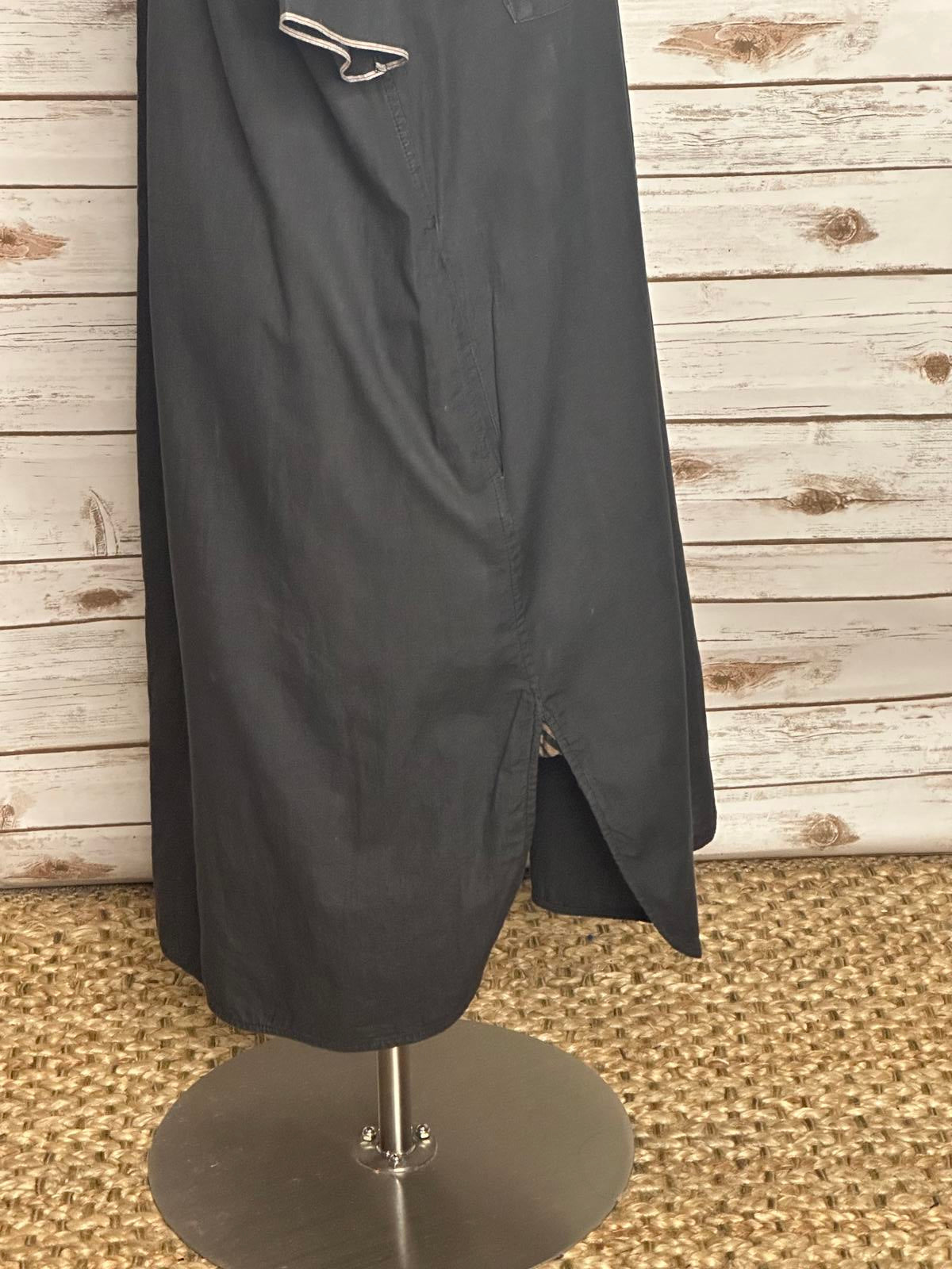 Billy Reid black minimalist lagenlook cotton popover midi shirt dress Size XS